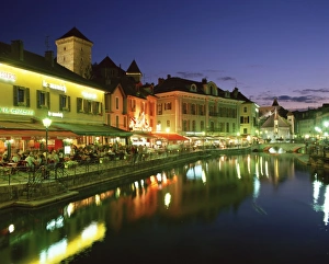 Crowd Prints: Waterfront restaurants, Annecy, Haute Savoie, France, Europe