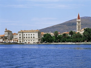 Trogir Prints: Waterfront with St. Lawrences cathedral, Trogir, Central Dalmatia region