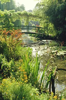 Spring Time Prints: Waterlily pond and bridge in Monets garden, Giverny, Haute Normandie (Normandy)