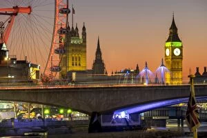 Millennium Wheel Collection: Waterloo Bridge and Big Ben, London, England, United Kingdom, Europe