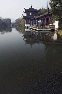 Images Dated 7th January 2008: A waterside pavilion at Winding Garden at West Lake, Hangzhou, Zhejiang Province