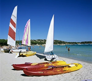 Kayaks Prints: Watersports on beach, Plage de Santa Giulia