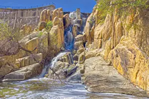 The Watson Dam Spillway, the small dam holds back Watson Lake in Prescott, Arizona