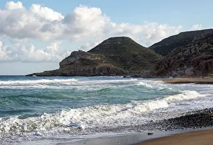 Whitecaps Prints: Waves breaking on sandy beach at Las Negras