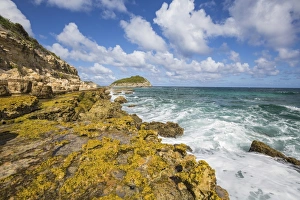 Half Moon Bay Prints: The waves of the Caribbean Sea crashing on the cliffs, Half Moon Bay, Antigua and Barbuda