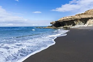 Waves crashing on cliffs at Ajuy volcanic beach, Fuerteventura, Canary Islands, Spain, Atlantic, Europe