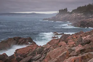 Maritime Provinces Prints: Waves crashing on rocks, Green Cove Look Off, Lackies Head, Cape Breton National Park