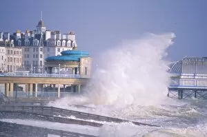 Surf Gallery: Waves pounding bandstand in a storm on the south coast, Eastbourne, East Sussex