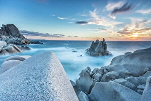 Dramatic Landscape Gallery: Waves on the smooth rocks of the Capo Testa Peninsula, by Santa Teresa di Gallura, Sardinia, Italy