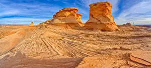Glen Canyon Prints: Wavy sandstone formation called Beehive Rock in Glen Canyon Recreation Area