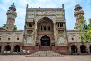 Minarets Prints: Wazir Khan Mosque stands tall with detailed architecture in Lahore