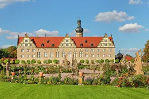 Weikersheim Renaissance Castle with baroque garden in Taubertal Valley, Weikersheim, Romantic Road, Baden-Wurttemberg, Germany, Europe