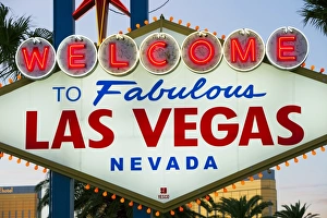 Night Life Prints: Welcome to Las Vegas sign, Las Vegas, Nevada, United States of America, North America