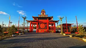 Gate Prints: Welcoming gate of Thubten Shedrub Ling monastery in Kyzyl, Tuva, Russia during a sunny day