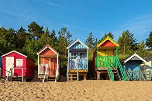 Colourful Prints: Wells-next-the-Sea Beach, North Norfolk, Norfolk, England, United Kingdom, Europe