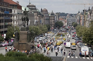 Wenceslas Square Prints: Wenceslas Square and St. Wenceslas statue, Prague, Czech Republic, Europe