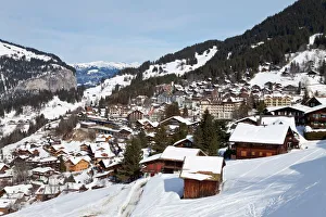 Swiss Prints: Wengen, 1274m, Jungfrau region, Bernese Oberland, Swiss Alps, Switzerland, Europe