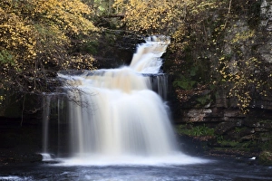 West Burton Waterfall in autumn, Wensleydale, North Yorkshire, England, United Kingdom, Europe