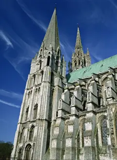 Eure Et Loir Prints: West front of the cathedral at Chartres, UNESCO World Heritage Site, Eure-et-Loir