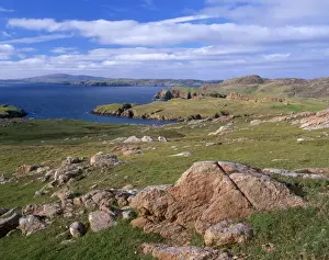 West coast of Muckle Roe, spectacular coastal scenery of red granite, on Muckle Roe