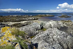 Skye Prints: West coast of the Scottish Highlands looking west towards the Small Isles with Eigg and Rhum on the far left
