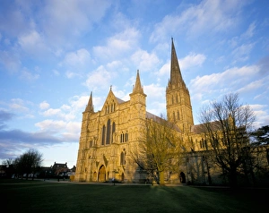 Salisbury Prints: West front at dusk, Salisbury Cathedral, Wiltshire, England, United Kingdom, Europe