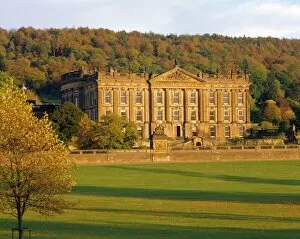 Stately Home Collection: West Elevation, Chatsworth House in autumn, Derbyshire, England