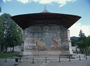 West end, with Last Judgement painting dating from 1547 to 1550, Voronet Monastery