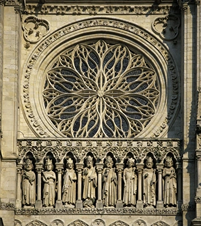Rose Window Prints: Detail of west front, Notre Dame Cathedral