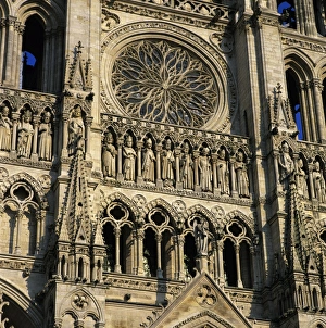 Rose Window Prints: Detail of west front, Notre Dame Cathedral