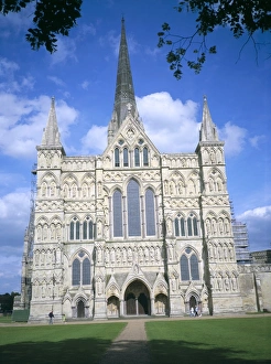 Salisbury Prints: West front, Salisbury cathedral, Salisbury, Wiltshire, England, United Kingdom, Europe