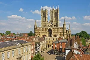 Images Dated 26th July 2008: West front of Lincoln Cathedral and Exchequer Gate, Lincoln, Lincolnshire