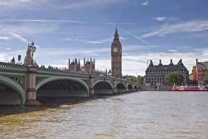 Westminster Prints: Westminster Bridge and the Houses of Parliament across the River Thames