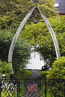 Whale Prints: Whale bones in garden, City of Torshavn, Faroe Islands, Kingdom of Denmark, Europe