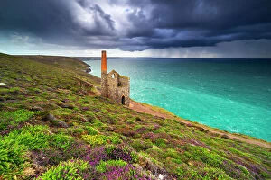 Chimney Collection: Wheal Coates with a thunderstorm, UNESCO World Heritage Site, St