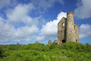 Tin Mine Prints: Wheal Reath ruined Cornish tin mine engine house, Cripplesease near St
