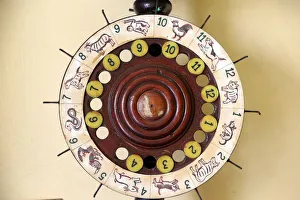 Number Prints: Wheel of Fortune, Sakyamuni Buddha Gaya temple, Singapore, Southeast Asia, Asia