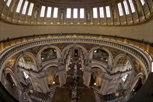 Images Dated 7th December 2010: Whispering Gallery and nave, interior of St Pauls Cathedral, London