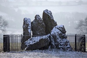 Neolithic Prints: The Whispering Knights in snow, The Rollright Stones, near Chipping Norton, Cotswolds