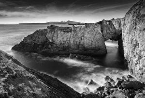 Monochrome Prints: The White Arch at Rhoscolyn on the Isle of Anglesey, North Wales, United Kingdom, Europe
