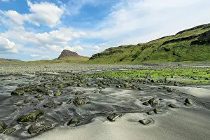 Rugged Terrain Prints: The white and black sand beach and estuary at Talisker with Preshal More beyond
