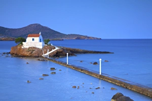 Leros Prints: White Chapel at Agios Isidoros, Leros, Dodecanese, Greek Islands, Greece, Europe