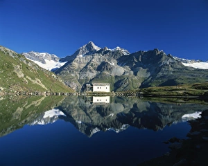 Schwarzsee Prints: White chapel and Ober Gabelhorn reflected in the Schwarzsee