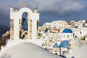 Cyclades Prints: The white of the church and houses and the blue of Aegean Sea as symbols of Greece