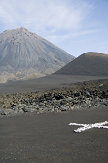Pico De Fogo Prints: White cross is a marker to check for land movement within the caldera