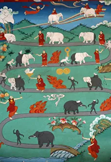 Human Representation Prints: White elephant tale at Kopan monastery, Kathmandu, Nepal, Asia