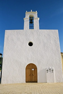 White facade of Sant Augusti de Vedra Christian church