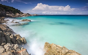 Province Of Sassari Prints: White rocks and cliffs frame the waves of turquoise sea, Santa Teresa di Gallura