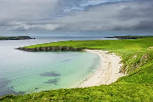 White sand beach near Scousburgh, Shetland Islands, Scotland, United Kingdom, Europe