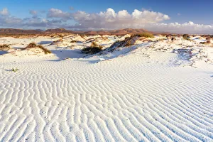 Sand Dunes Prints: White sand of desert dunes shaped by wind, El Cotillo, La Oliva, Fuerteventura